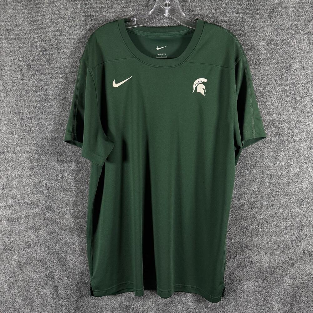 Nike Michigan State Spartans Dri-FIT Shirt Mens XL Green MSU Training Tee